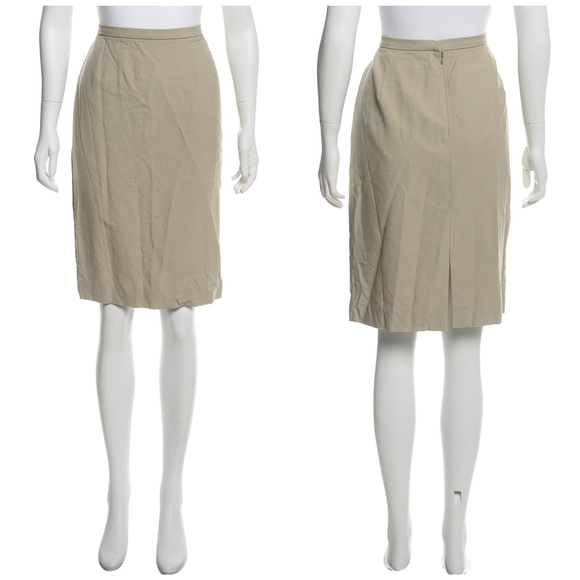 BURBERRY Tan Wool-Blend Knee-Length Skirt Size 12